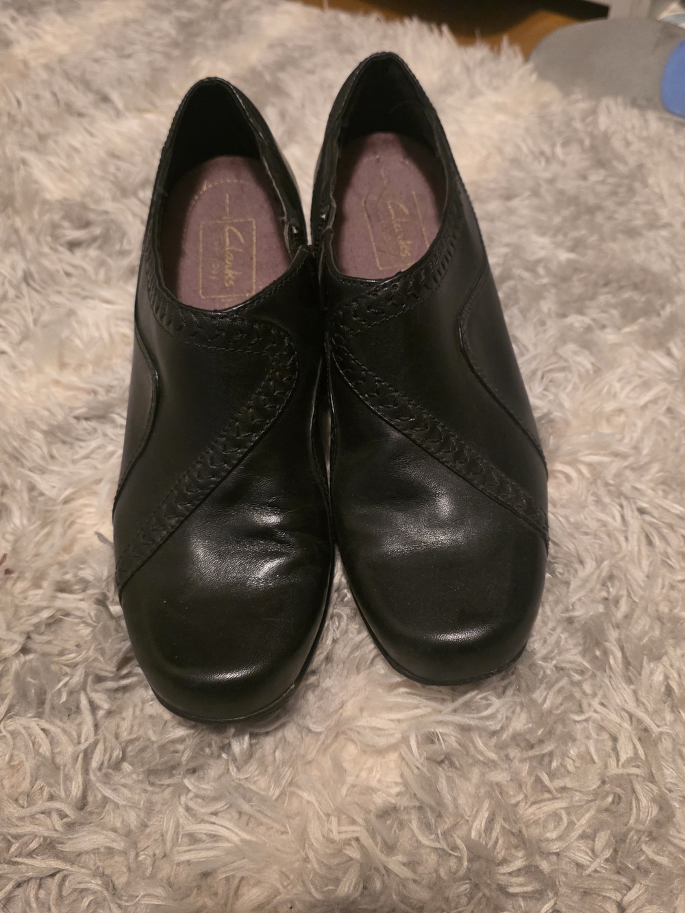 Clarks Women's Black Leather Ankle Bootie.